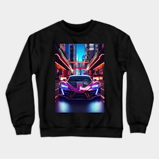 Asian Neon City Sports Car Crewneck Sweatshirt